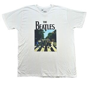 The Beatles Abbey Road Graphic T-Shirt 2XL White Band Tee Short Sleeve Festival